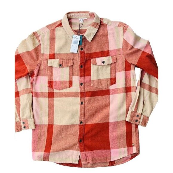 Roxy Womens Let It Go Long Sleeve Flannel Shirt Size M ARJWT03296 - Picture 1 of 14